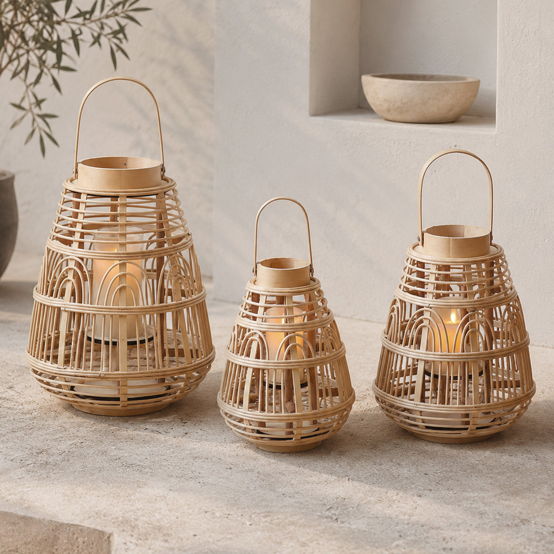 Rustikale Rattan-Laterne Karnz