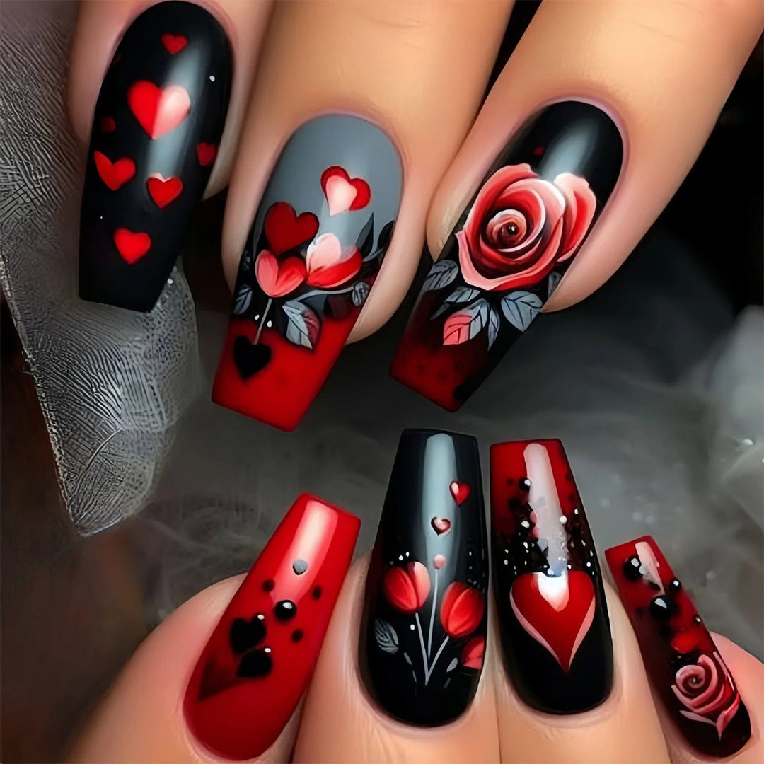 Elegante 3D Blumige und Herz Acryl Nagelkunst Verlägerungen Karnz