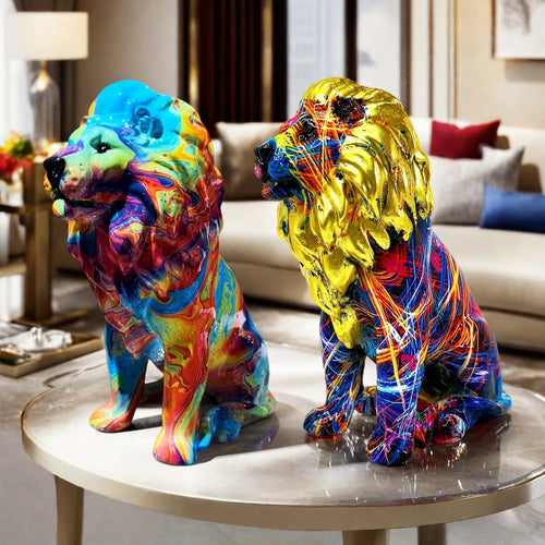 Bunte Löwen Skulptur Karnz