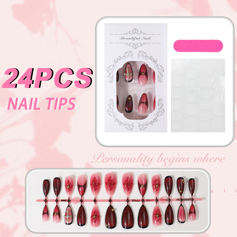 Dekorative Florale Press-On Nagelkunst Karnz