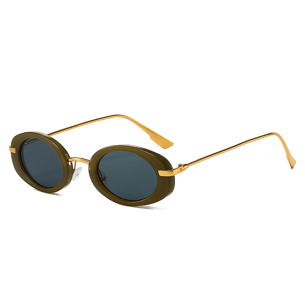 Vintage ovale Sonnenbrille mit Metallelementen Karnz