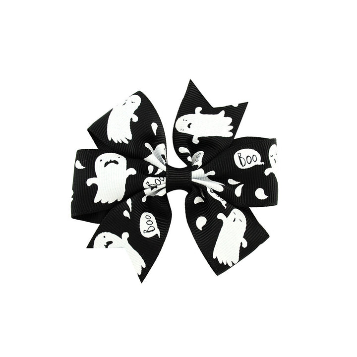 Halloween Schleife mit Kürbis- und Hexen-Motiven