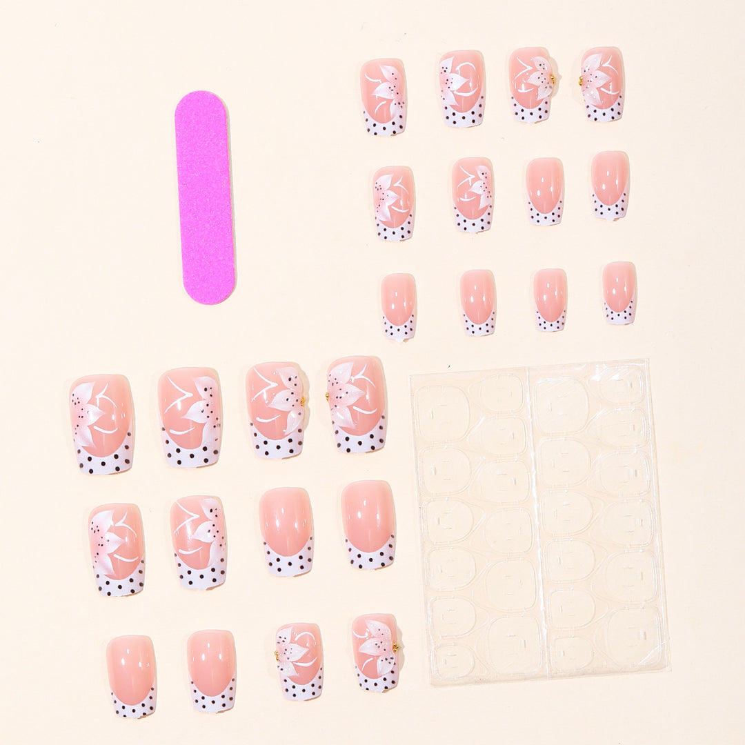 Floral Französische Spitze Acryl Nagelkunst Karnz