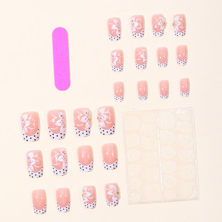 Floral Französische Spitze Acryl Nagelkunst Karnz