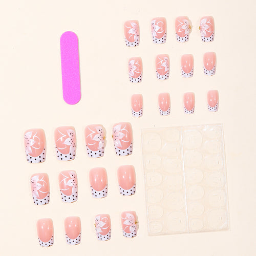 Floral Französische Spitze Acryl Nagelkunst Karnz