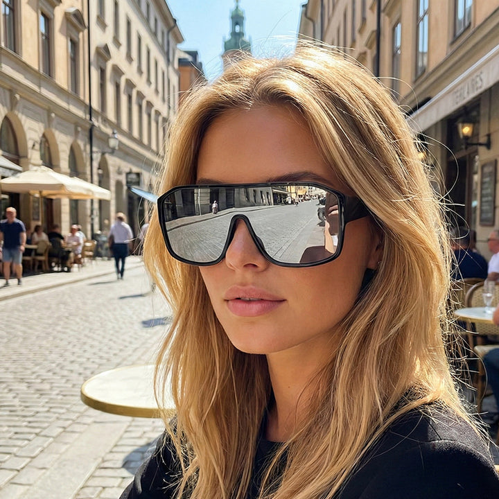 Damen Modische Oversized-Sonnenbrille im futuristischen Design Karnz