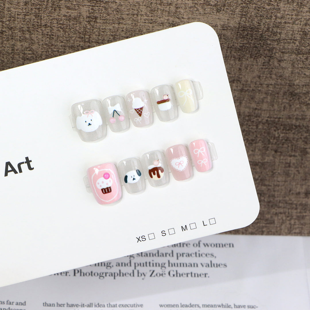 Verspielt Dessert-Themen Press-On Nagelkunst Set Karnz