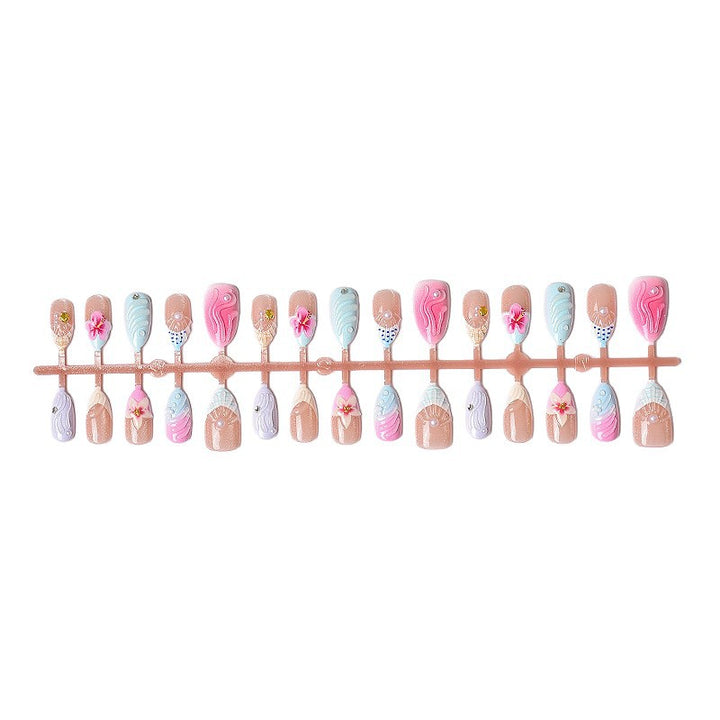 Künstlerisches, floral verziertes Press-On Nagelkunst-Set