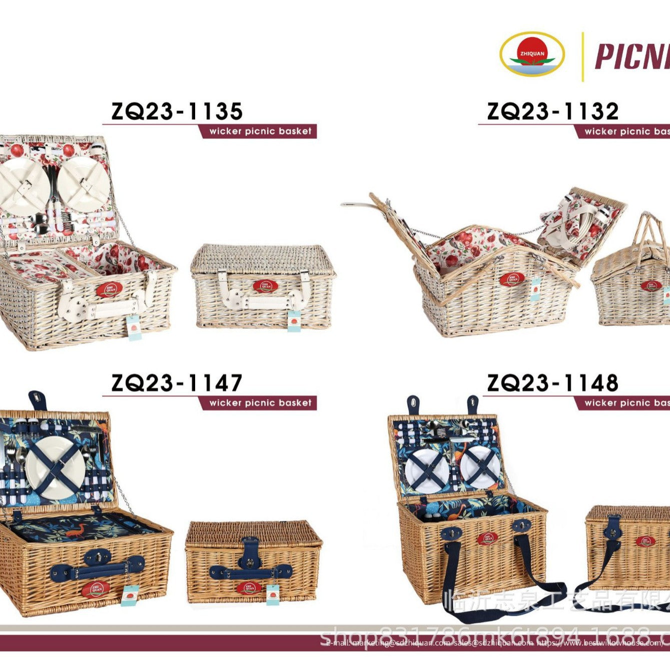 Damen Korb für Picknick mit Zubehör Karnz