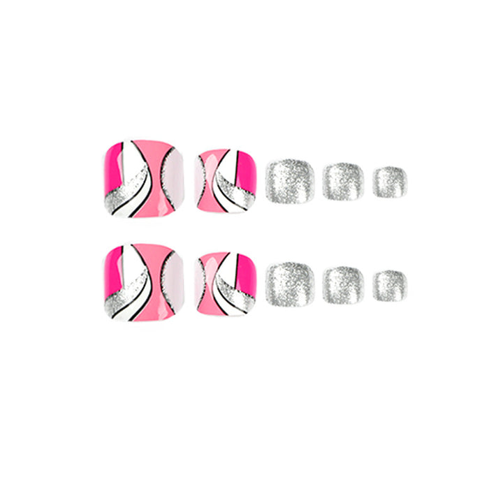 Kunstvolle Fußnagelkunst mit bunten geometrischen Designs Karnz