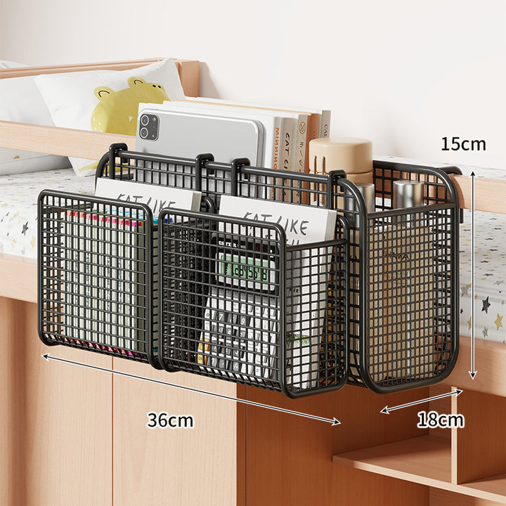 Über-Bett Drei-Compartment Metall-Mesh Hängende Nachttisch Organizer Caddy