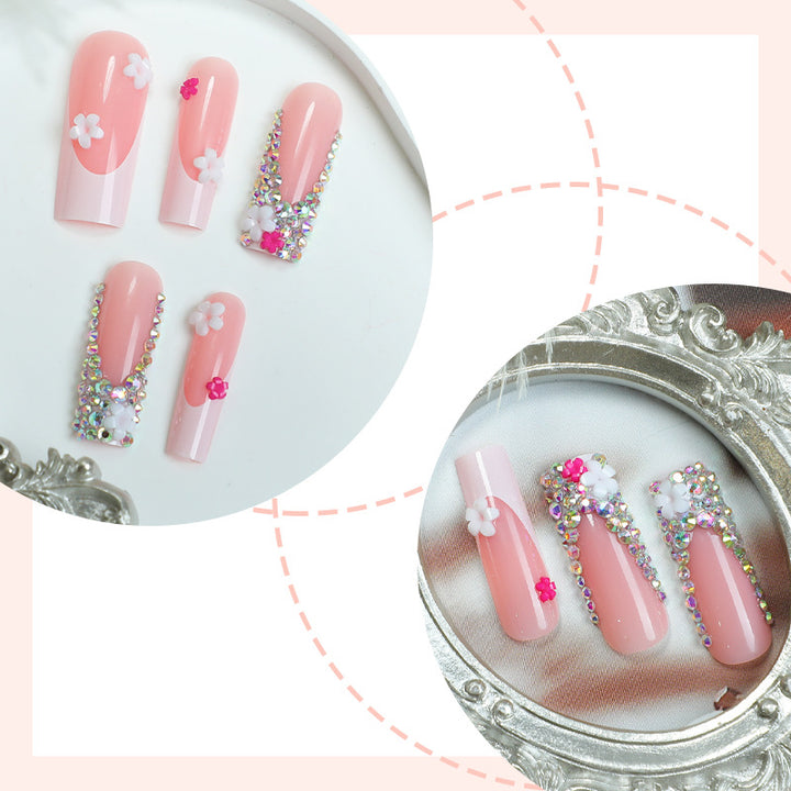 Dekoratives Press-On-Nagelkunst-Set mit floralen und Schmuckakzenten Karnz 1788496044