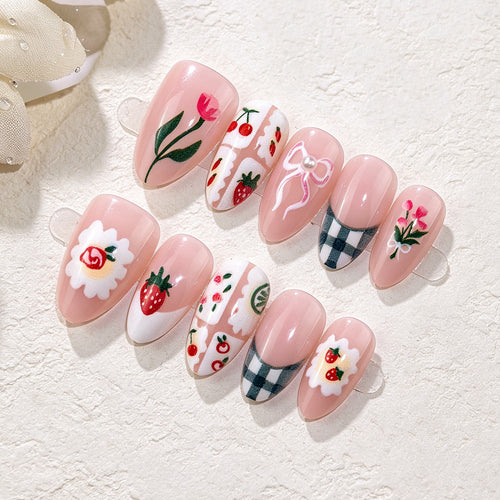 Blumenmotiv Press-On Nagelkunst Set Karnz