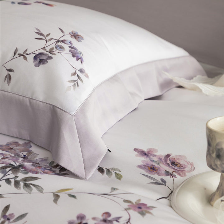 Luxus Aquarell Floral Gebürstet Mikrofaser Bettbezug Set mit Paspelbesatz