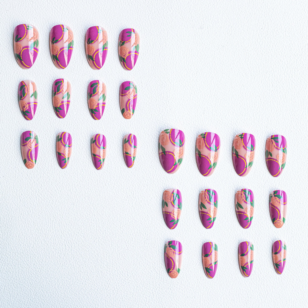 Floral Rose Acryl-Nagelkunst