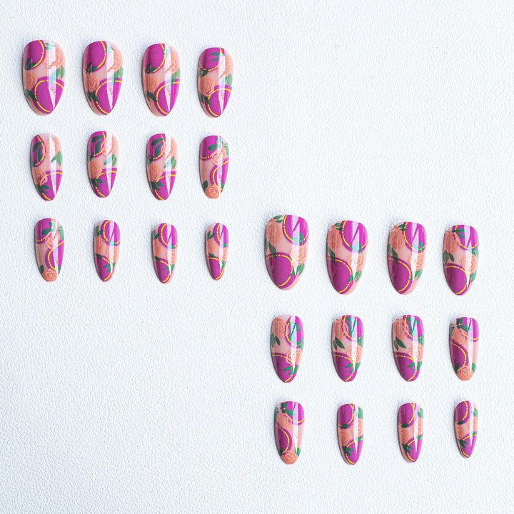 Floral Rose Acryl-Nagelkunst