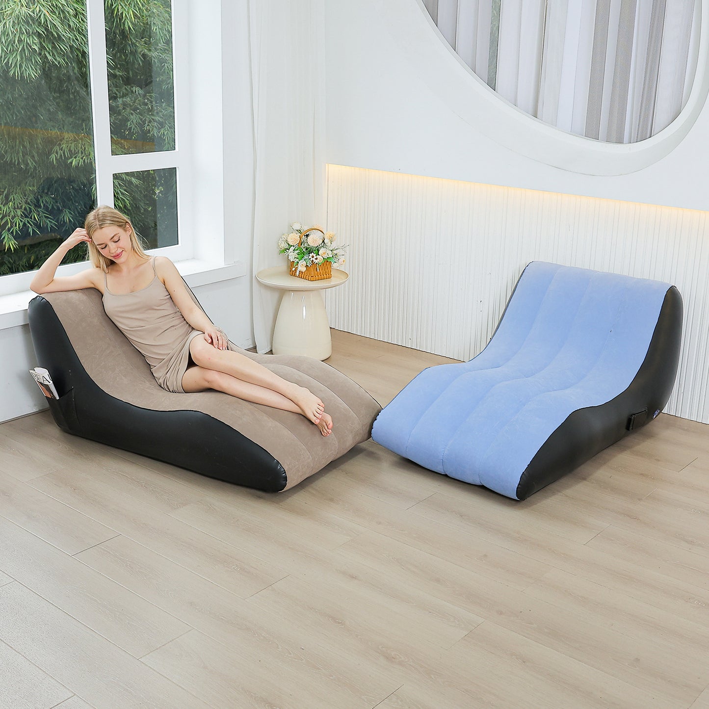 Damen Bequeme Aufblasbare Relaxliege mit ergonomischer Rückenlehne Karnz