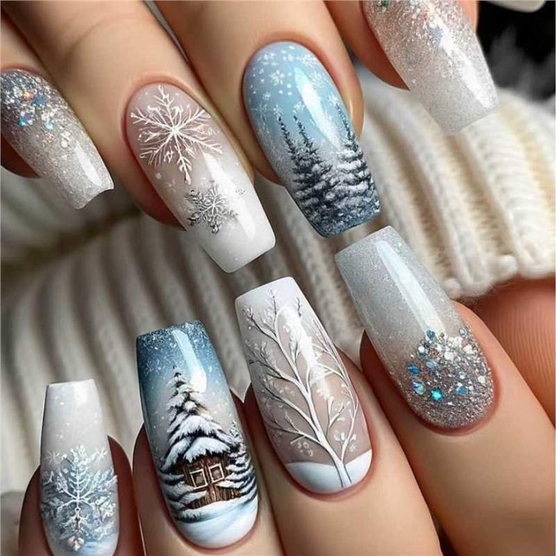 Festliches Feiertags-Themen Press-On Nail Art Set Karnz