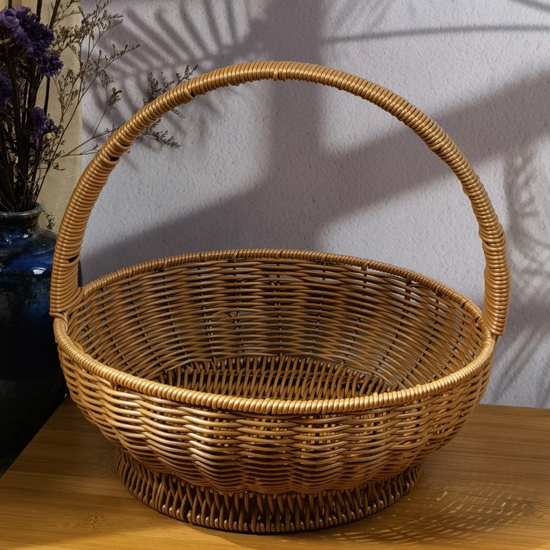 Damen handgearbeiteter Rattan Korb mit Henkel Karnz