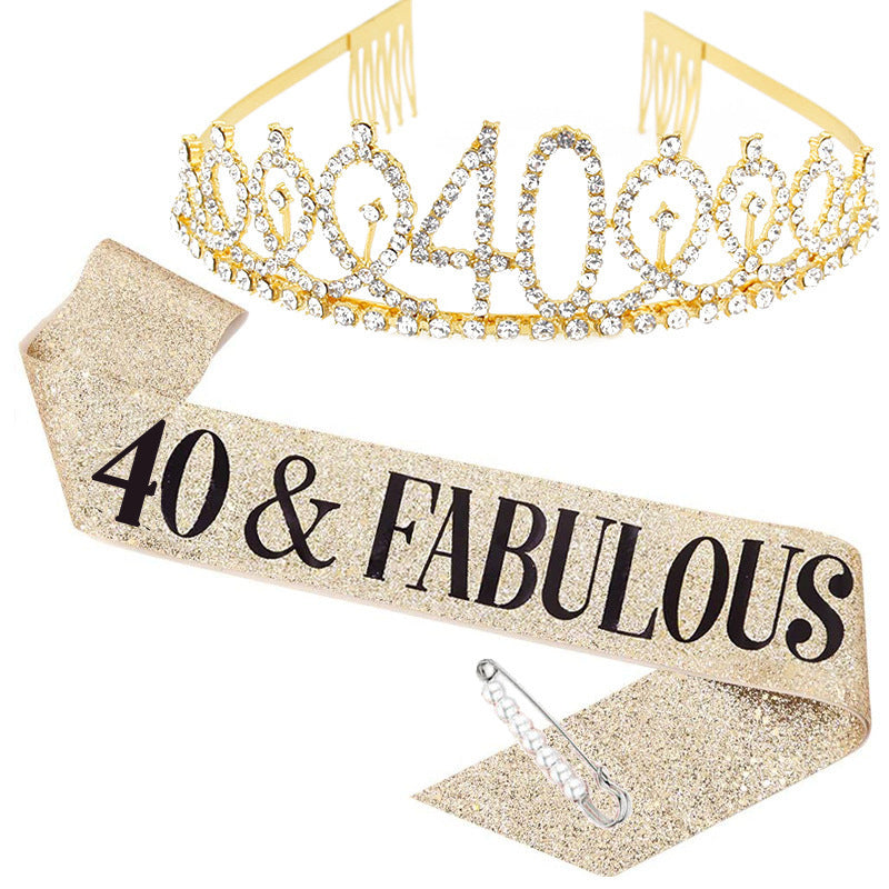 Damen Kristallgeburststags-Tiara und Schärpe-Set Karnz