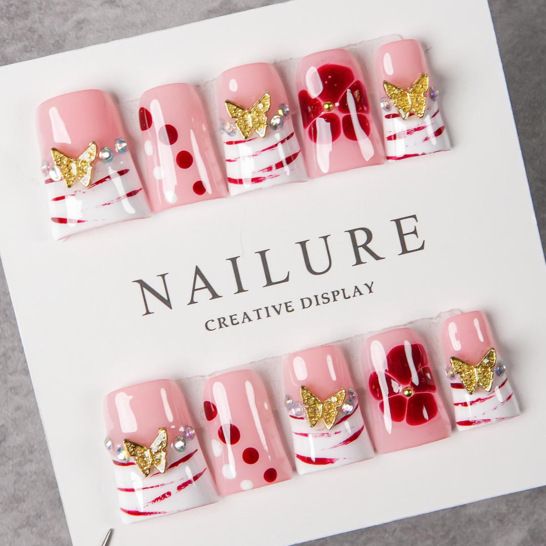 Künstlerisch gestaltetes Press-On-Nagelset