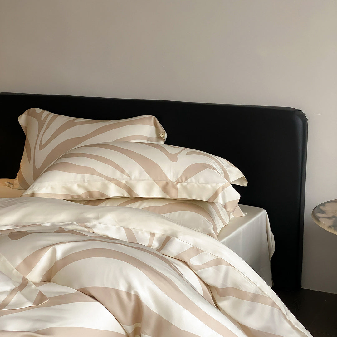Luxuriöses Satin-Bettwäsche-Set mit elegantem Wellen- und Zebra-Muster