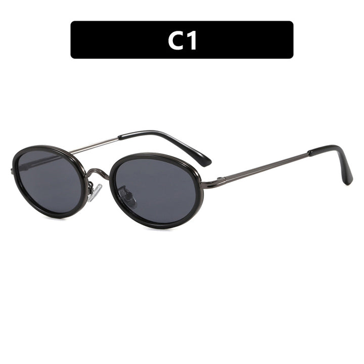 Damen elegante runde Sonnenbrille mit modischem Metallrahmen Karnz