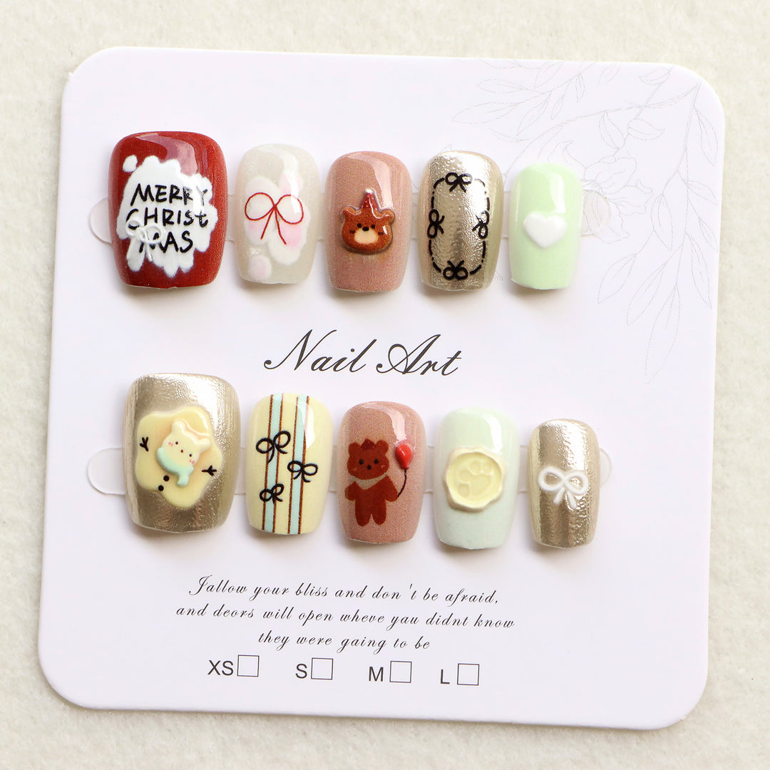 Festliches Thema Press-On Nagelkunst Set Karnz