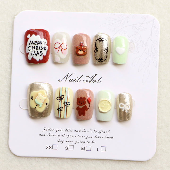 Festliches Thema Press-On Nagelkunst Set Karnz