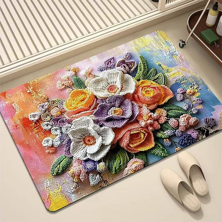Luxuriöser Bestickter Floraler Teppich Karnz