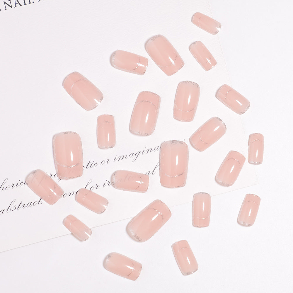Glitzernde French Tip Press-On Nägel Karnz