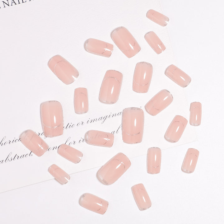 Glitzernde French Tip Press-On Nägel Karnz