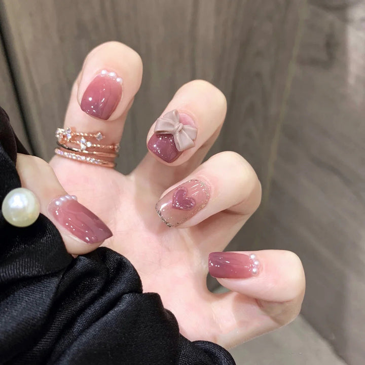 Künstliche Nagelspitzen mit Schleifen-Design Karnz