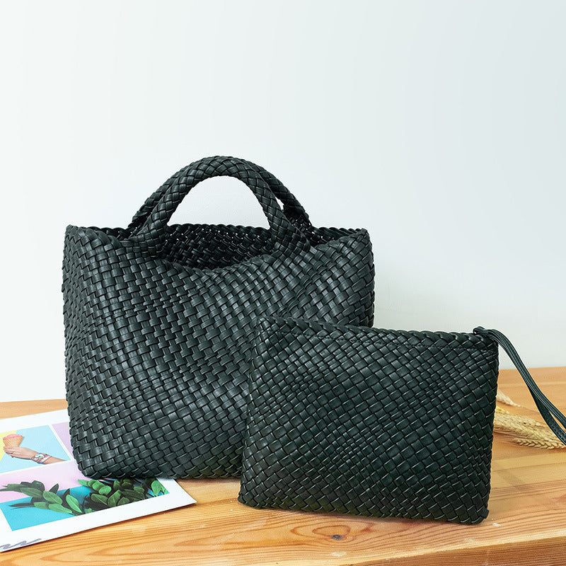 Elegante Geflochtene Handtasche mit Abnehmbarer Clutch Karnz