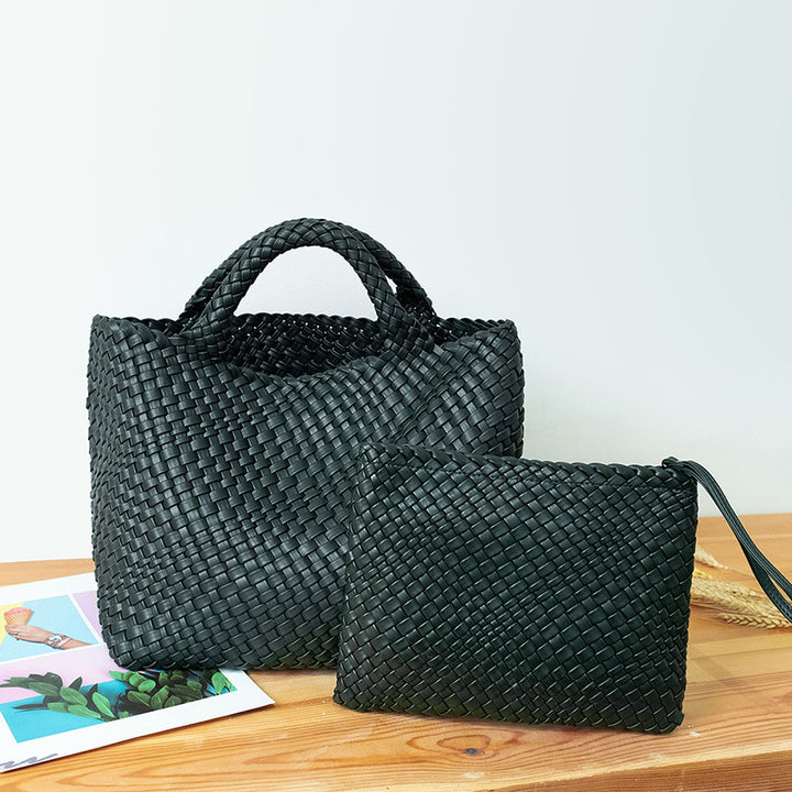 Elegante Geflochtene Handtasche mit Abnehmbarer Clutch Karnz