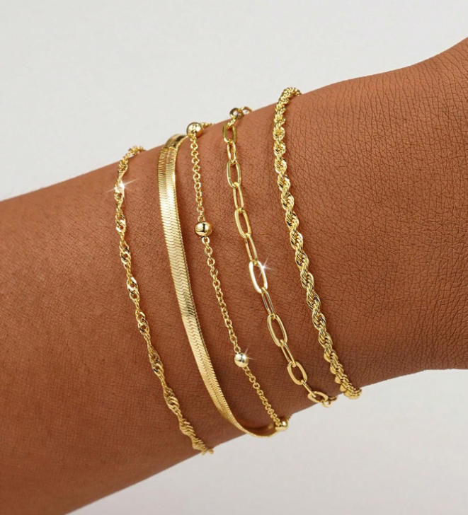 Gestuftes Silberkettchen Armband Set Karnz