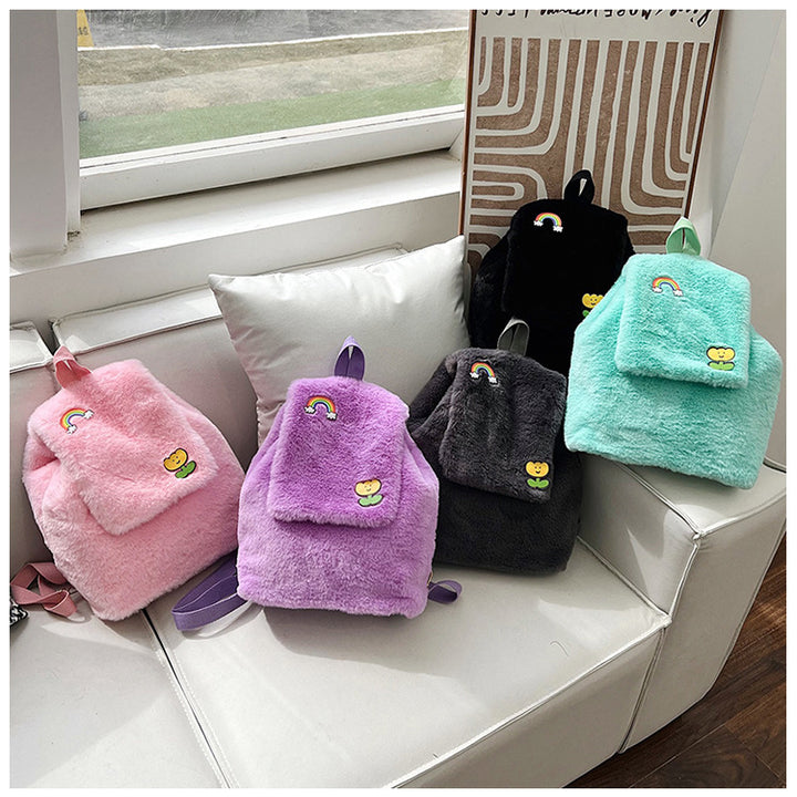 Plüsch Rucksack mit Bunten Applikationen Karnz