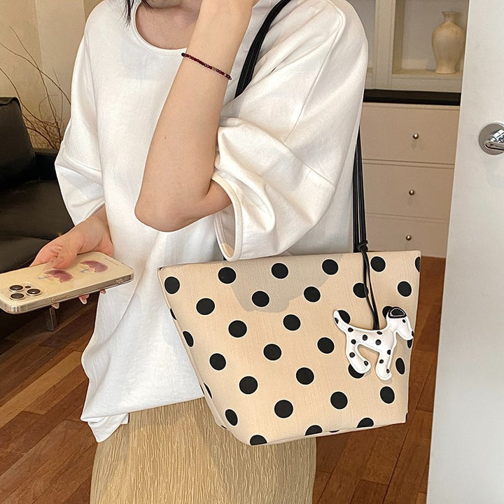 Polka Dot Canvas Schultertasche Karnz