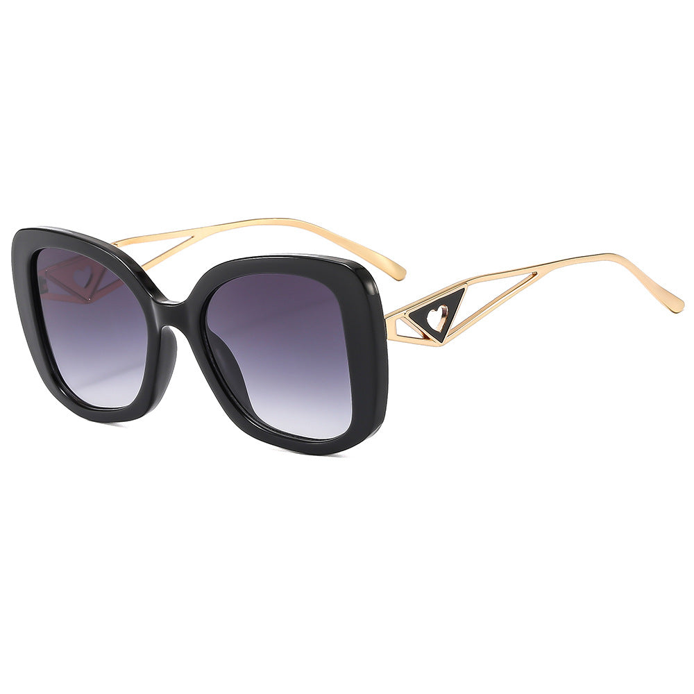 Damen modische oversized Sonnenbrille mit luxuriösem Herzdetail Karnz