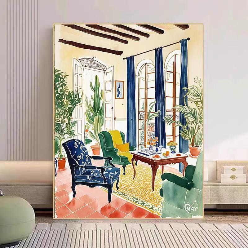 Gemütlicher Wohnzimmer Aquarell Kunstdruck Karnz