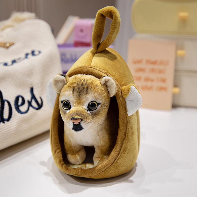 Plüsch Tiger Peekaboo Nest Komforter Spielzeug mit Kapuzen-Tasche und abnehmbarem Cub Karnz
