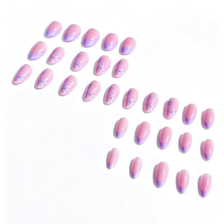 Künstlerische floral verzierte Press-On Nail Tips Karnz