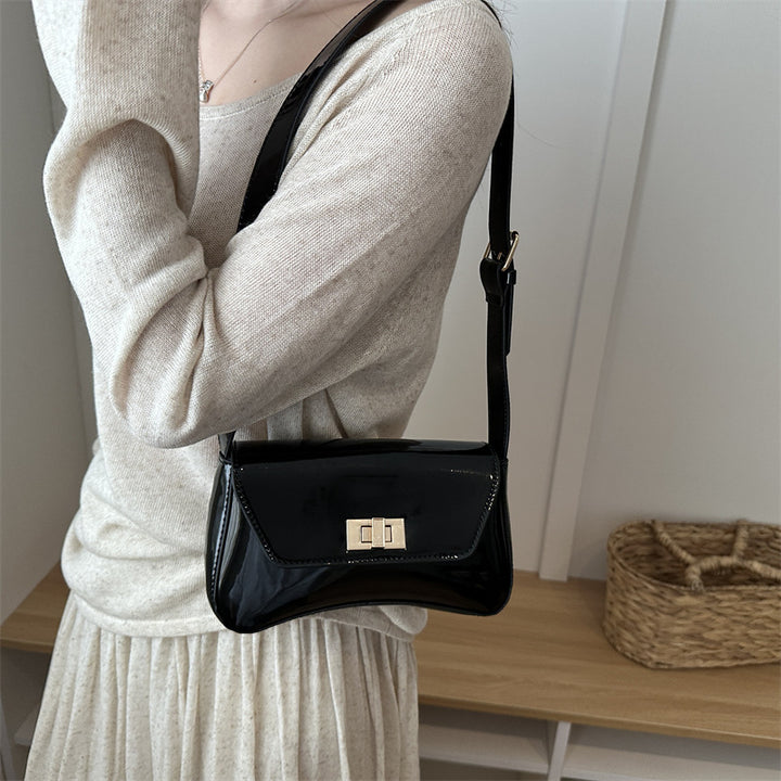 Elegante patentierte Leder Mini-Schultertasche