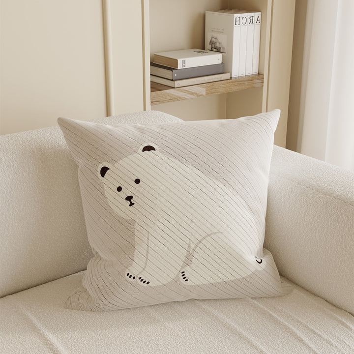Fox Illustration Cotton-Linen Decorative Pillow Cover with Concealed Zipper