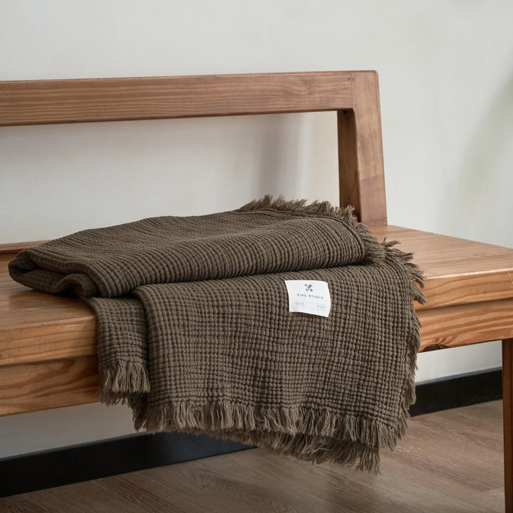 Damen hochwertige und luxuriöse Waffelstruktur Plaid Decke Karnz