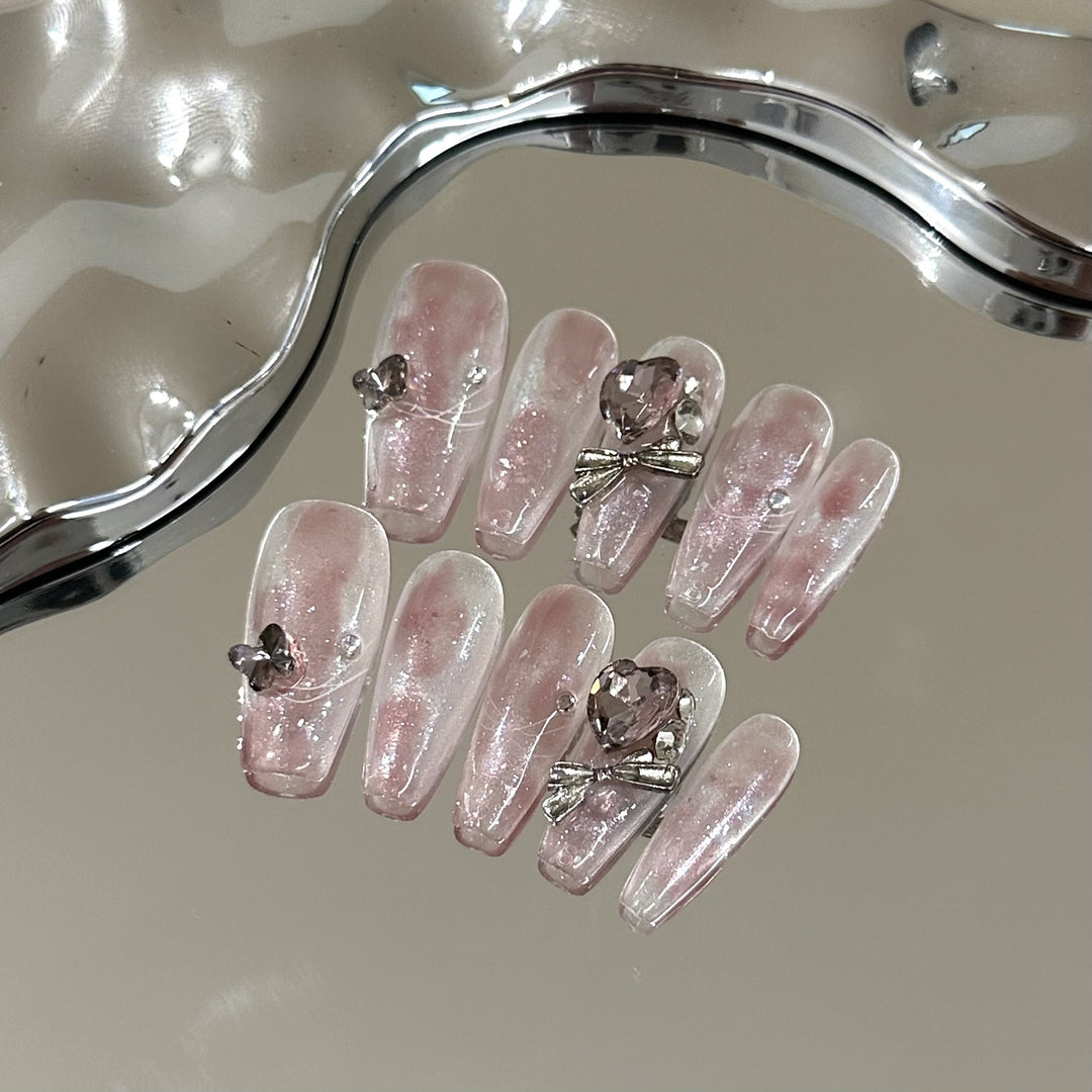 Glamouröse Kristall-verzierte Press-On Nail Set
