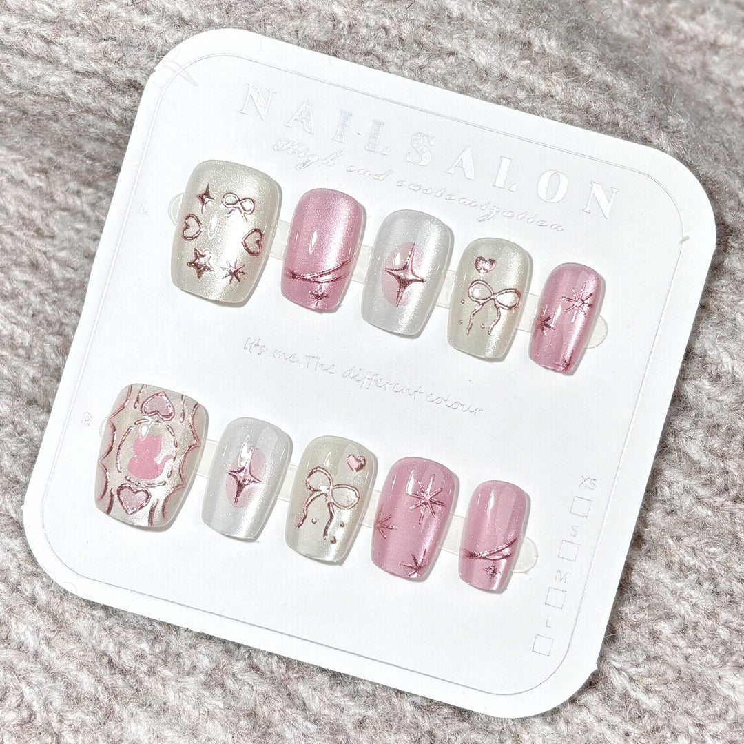 Künstlerisches Press-On Nagelset mit elegantem Stern Design