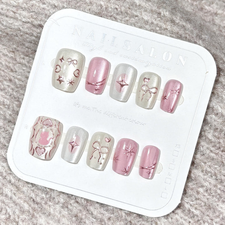 Künstlerisches Press-On Nagelset mit elegantem Stern Design