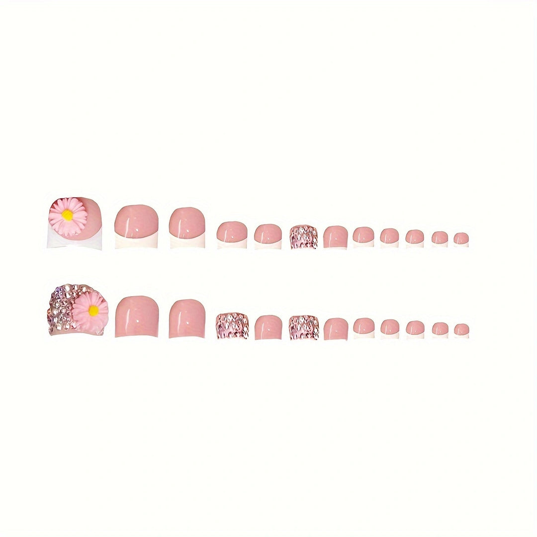 Blumeninspiriertes Press-On Nagelkunst Set Karnz