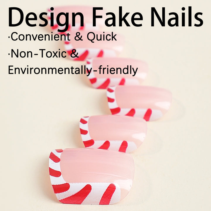 Kreatives Kunstnagelset mit festlichem Zuckerstangen-Design Karnz